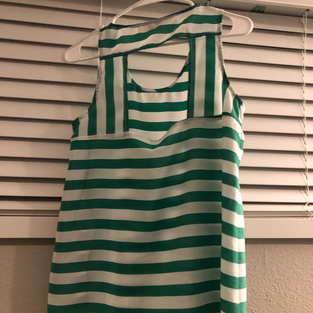 Green and white striped tank top